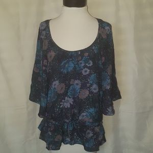 Gianni Bini Silk Blouse Size Medium waist draw str